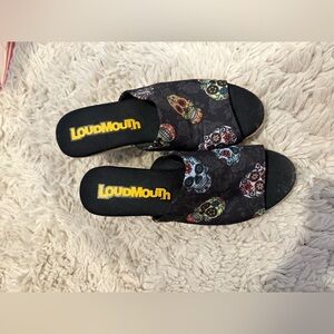 Loudmouth Sugar Skulls Marlene Wedge Sandal